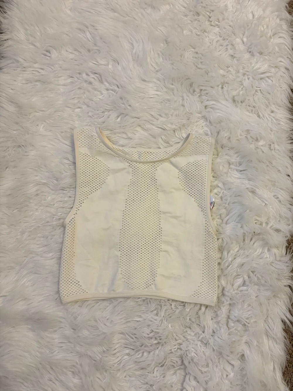 White/Cream Seamless Mesh Crop Top
